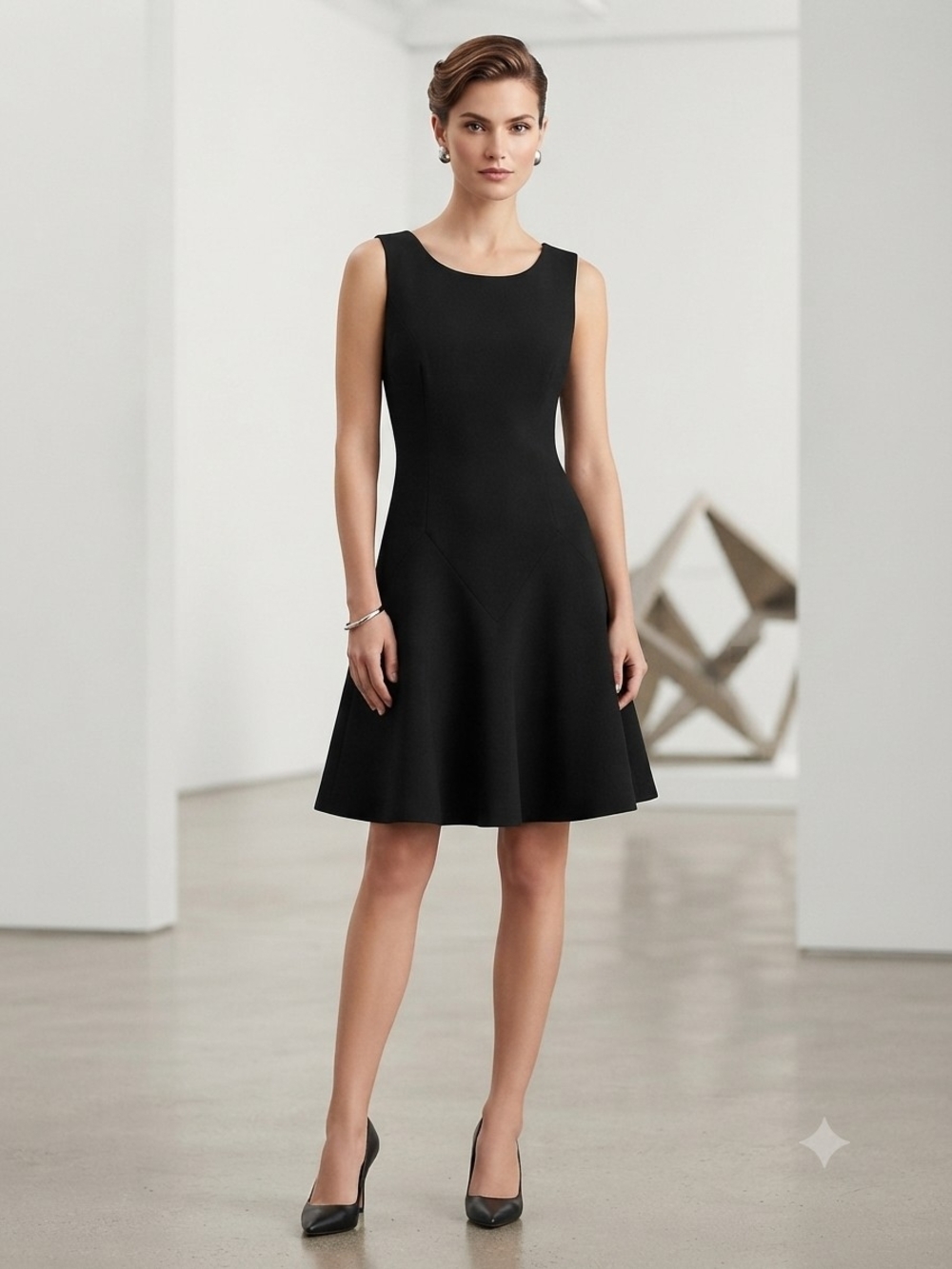 Tom & Linda Platt Classic Black Sleeveless Fit-and-Flare Dress